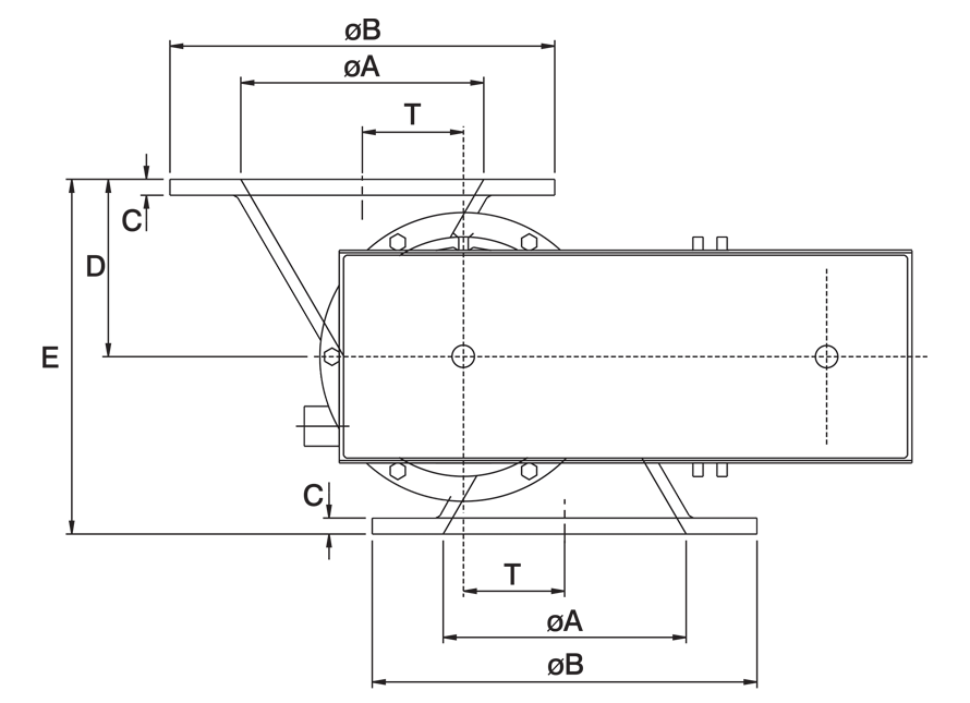 Offset Airlock Valve Technical Drawing